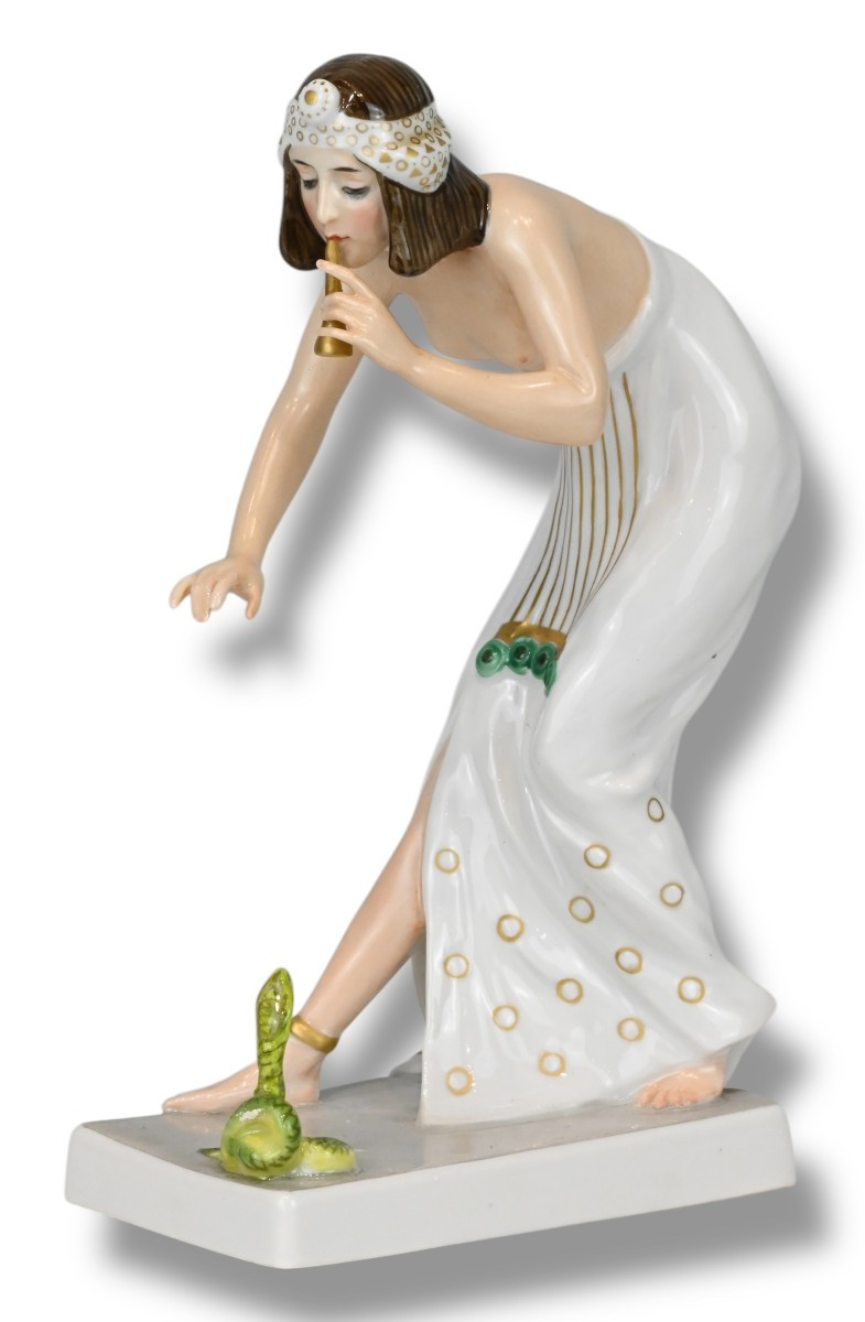 Rosenthal - Incantatrice di serpenti In Porcellana Policroma - Germania Anni 20
